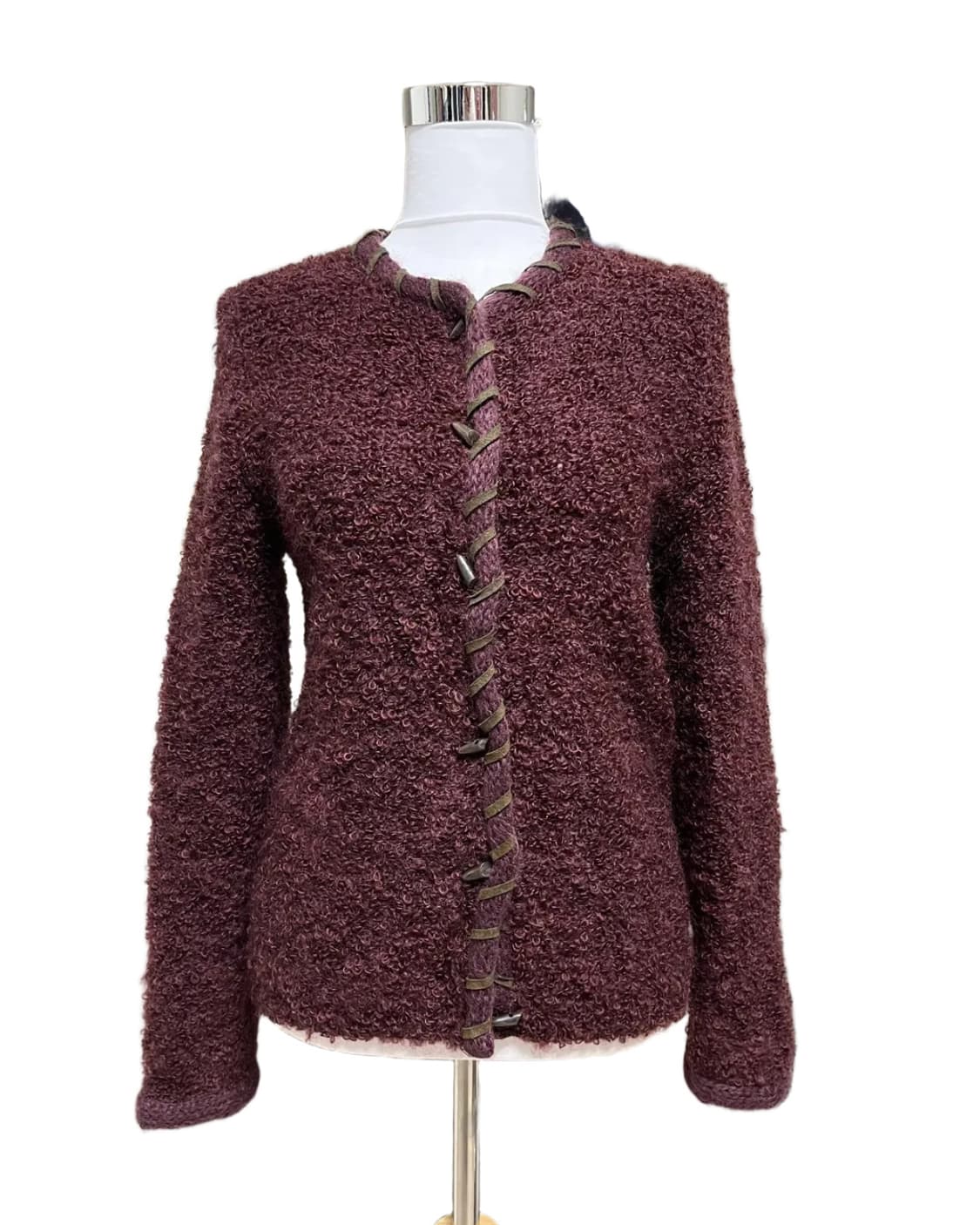 Burgundy toggle button cardigan 상품이미지5