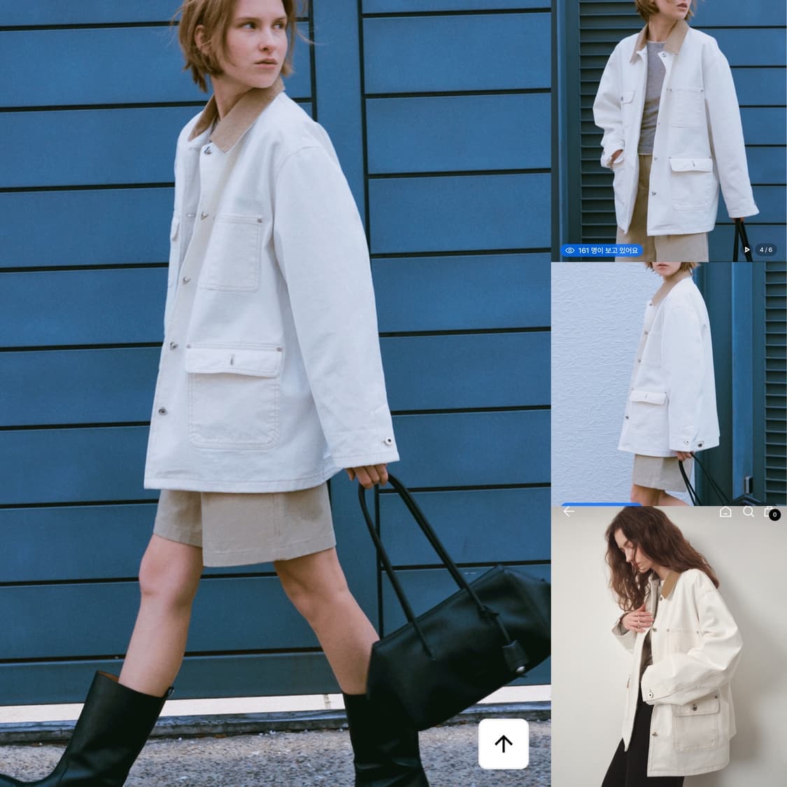 오스트카카 카라 배색 워크자켓 아이보리 새상품 상품이미지3