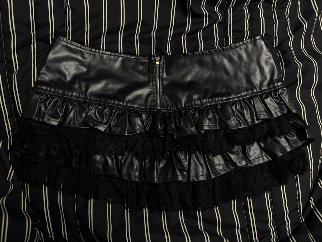 펑크 레이스 가죽 스커트 상품이미지2