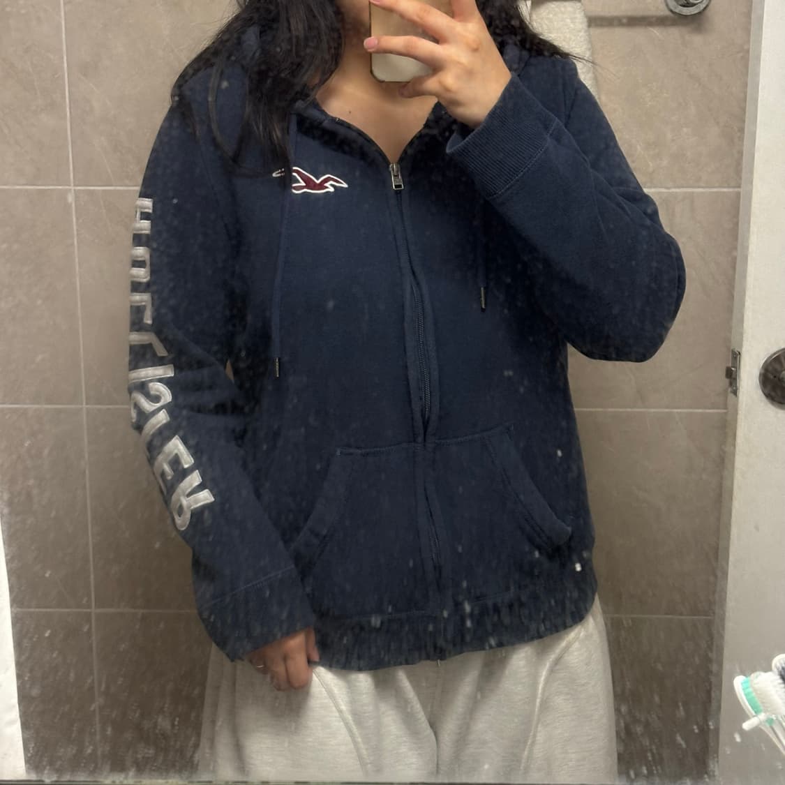 유일매물) 홀리스터 스펠아웃 네이비 후드집업 상품이미지2