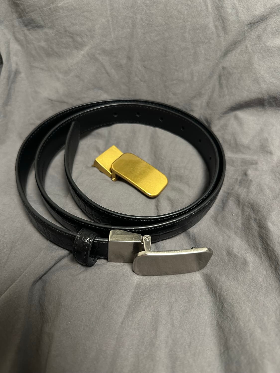 노이어 듀얼 체인저블 레더 벨트 블랙 상품이미지1