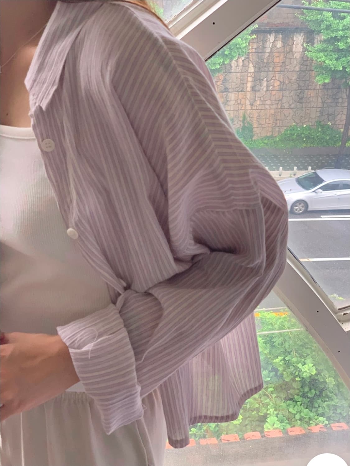 [새상품] 뮤트크레메 라벤더 스트라이프 셔츠 상품이미지3
