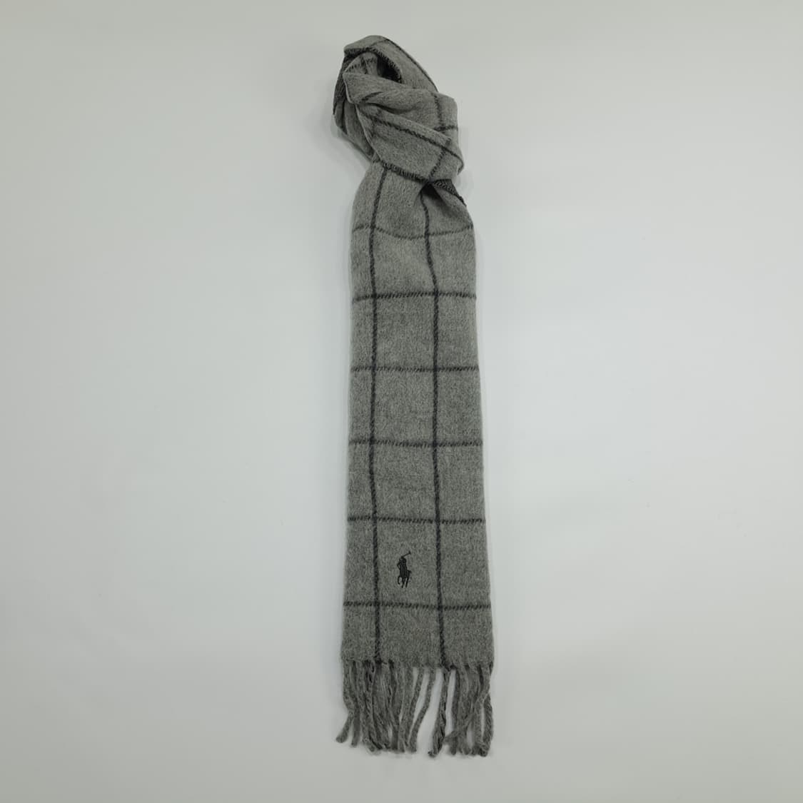 MX097 폴로 랄프로렌 그레이 윈도우페인 양면 램스울 목도리 머플러 상품이미지3