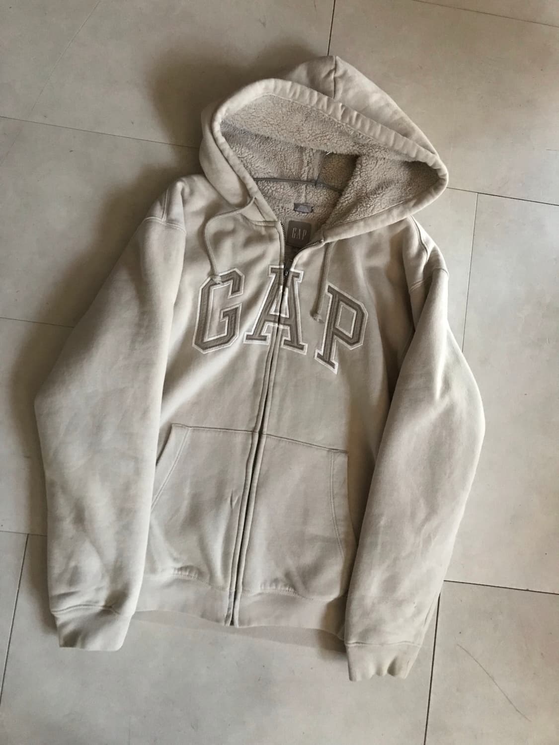 갭 아이보리 퍼후드집업 상품이미지8