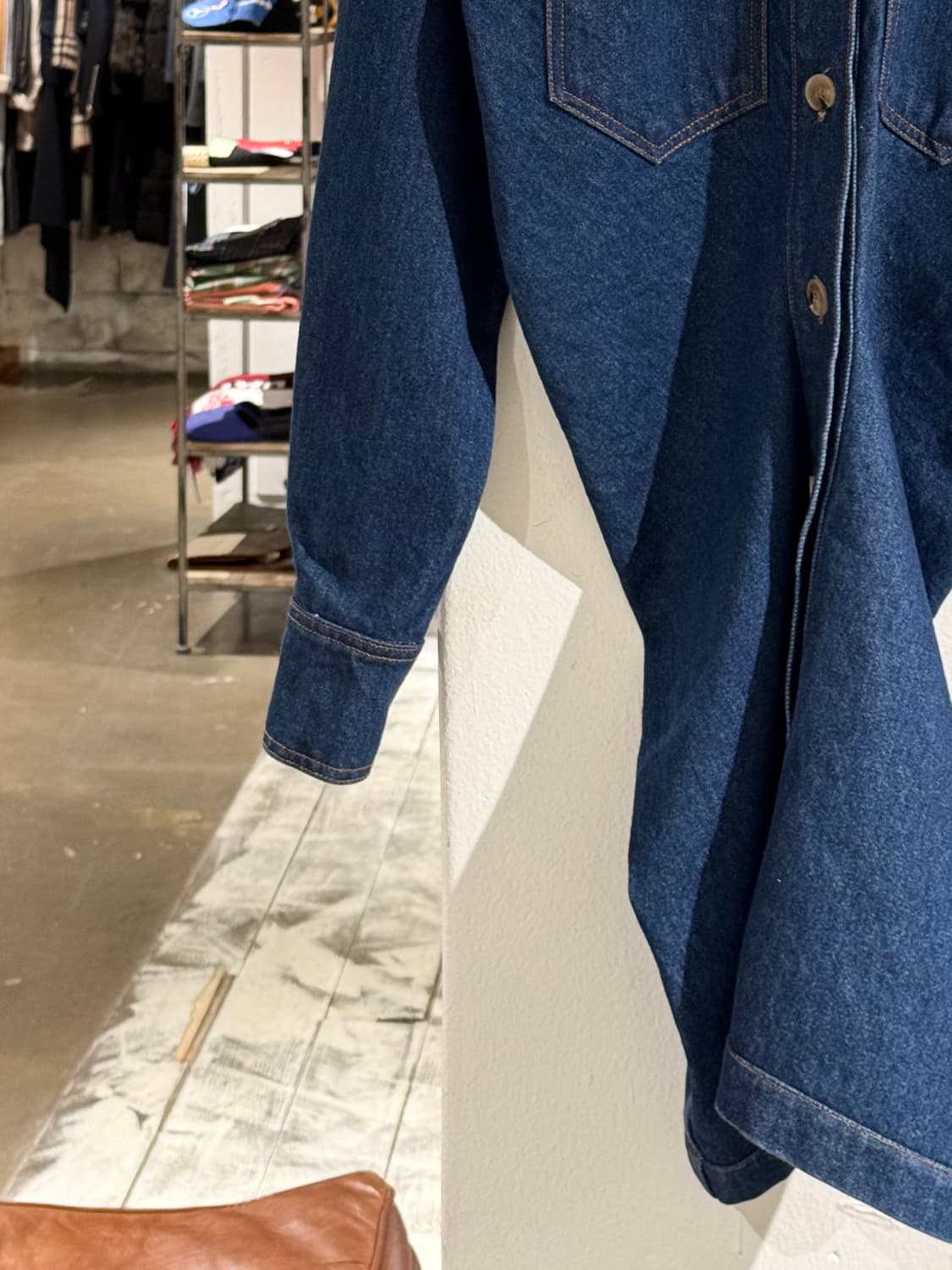 나누슈카 중청 데님 투 포켓 셔츠 원피스 상품이미지4