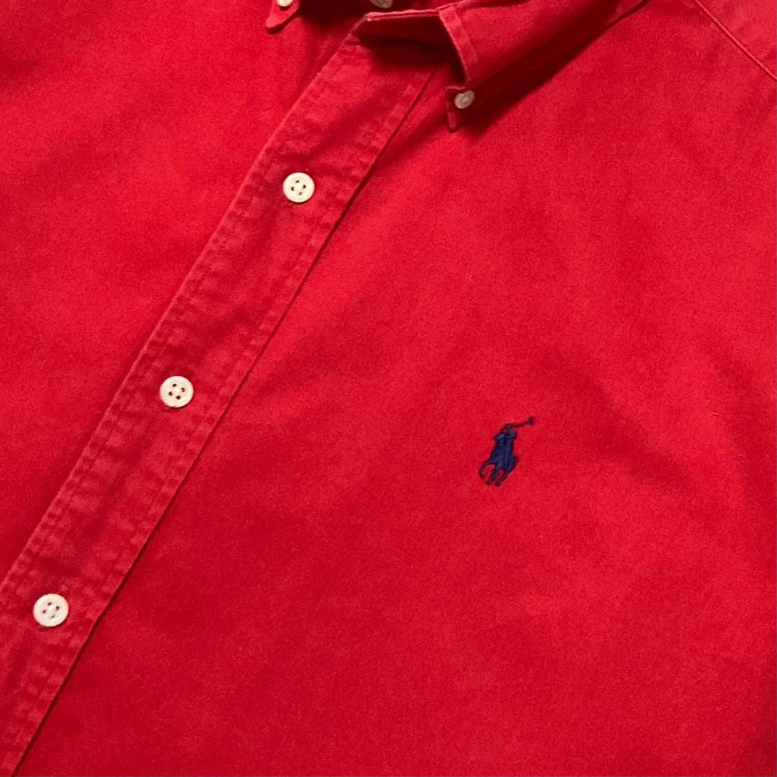 폴로랄프로렌 90s 신한 인터네셔널 레드 솔리드 셔츠 상품이미지5