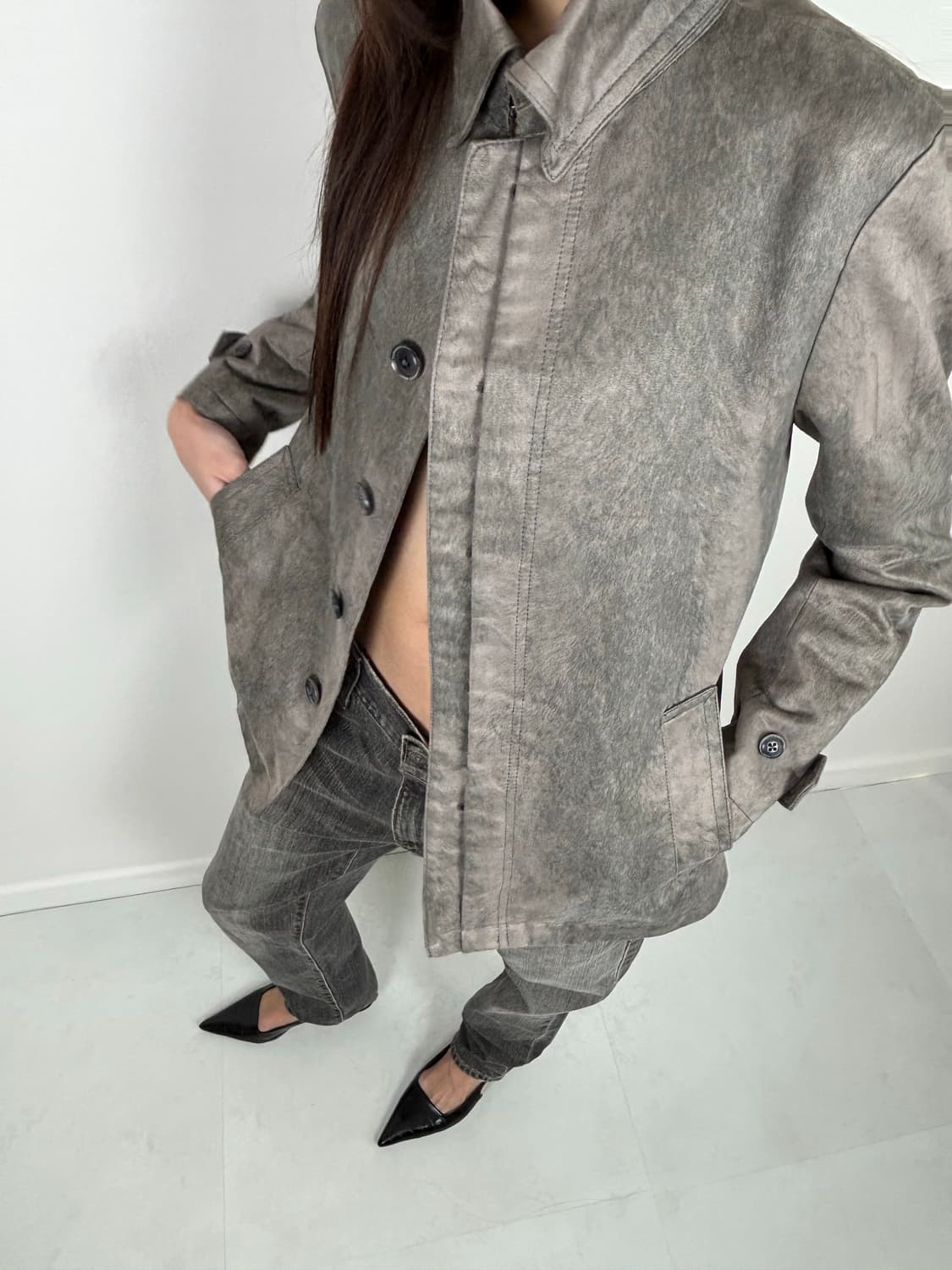 GRAY WASHED SUEDE JACKET 상품이미지5