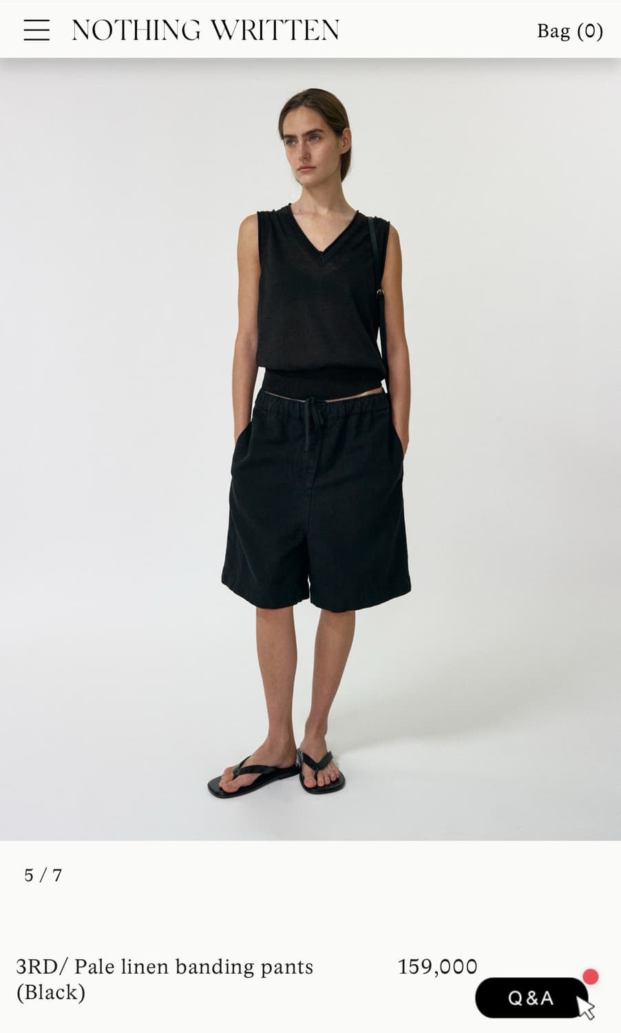 낫띵리튼 Pale linen banding pants black 상품이미지5