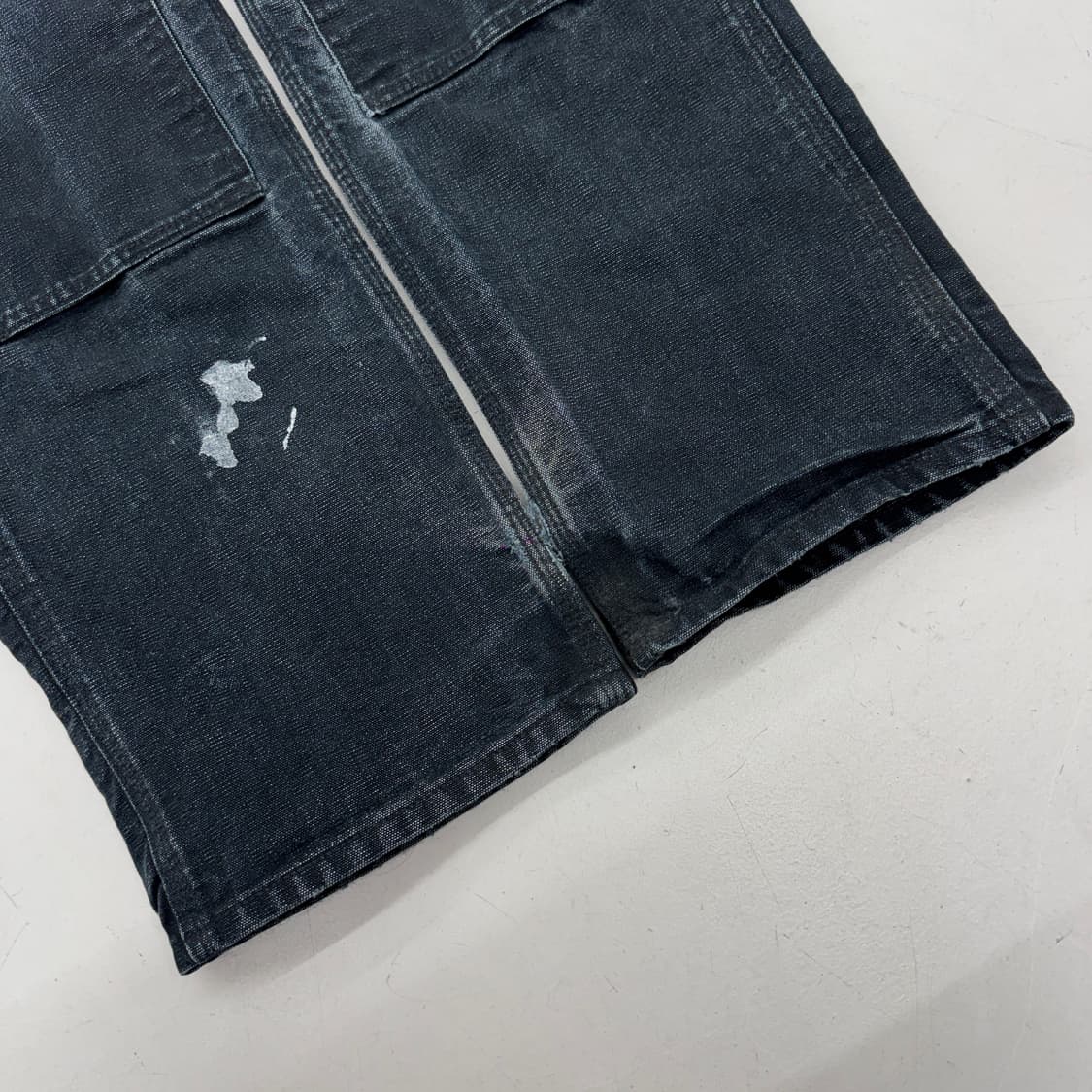 칼하트 OG 더블니 블랙 덕캔버스 하드 페이딩 카펜터 와이드 워크팬츠 상품이미지5