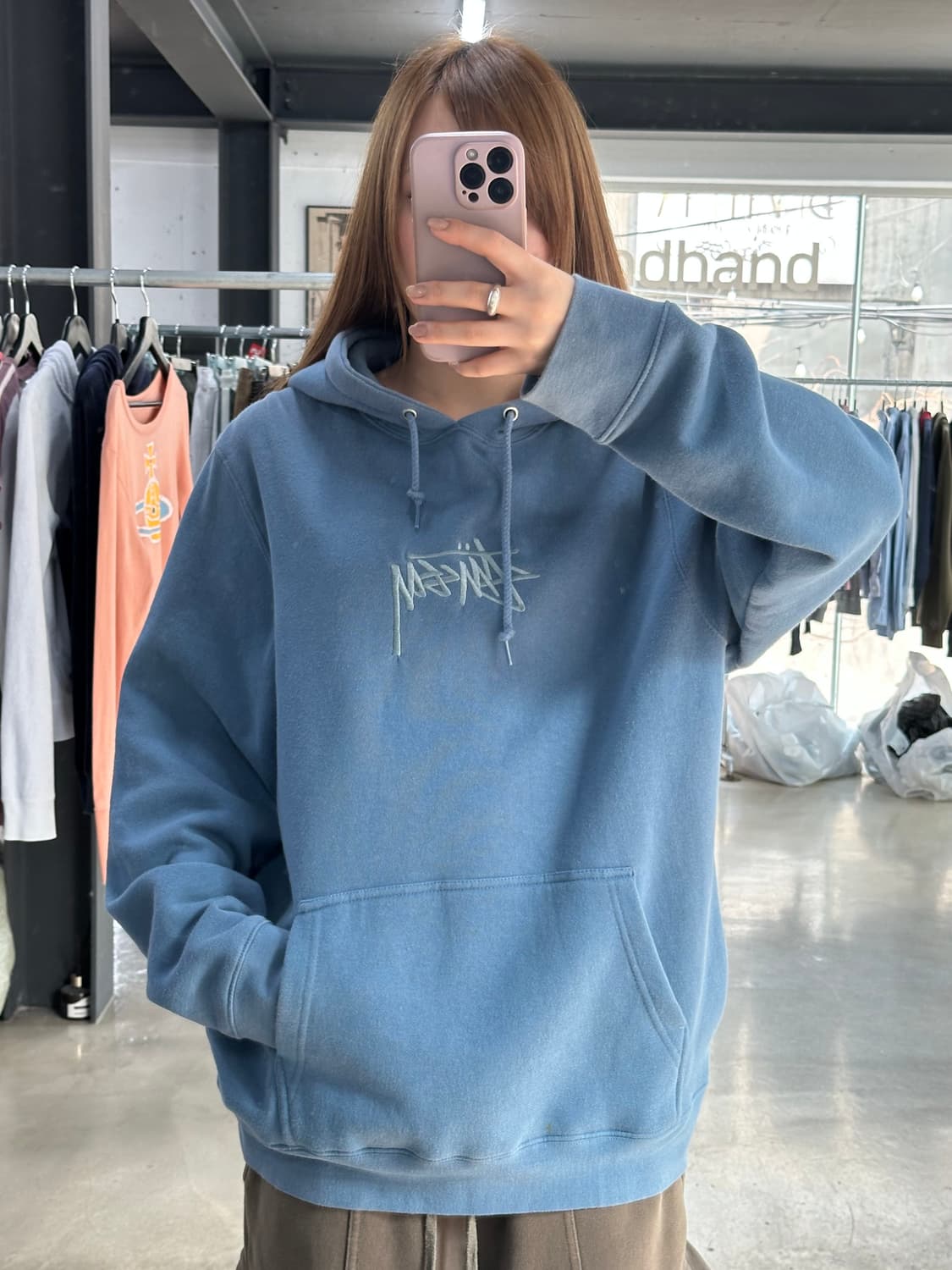 스투시 스탁 자수 로고 후드티 상품이미지1