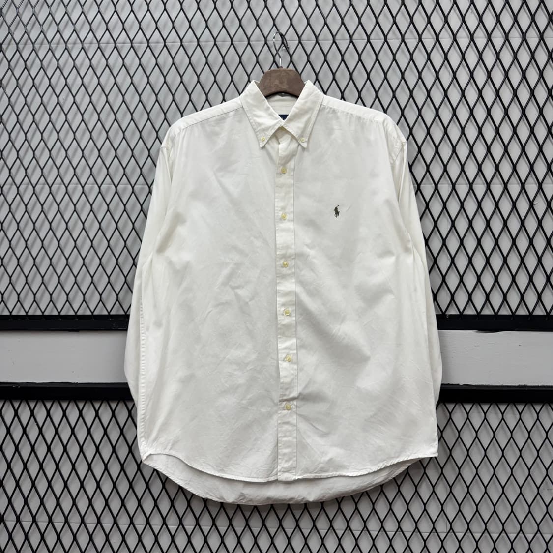 폴로 랄프로렌 솔리드 긴팔 셔츠 브라운 포니 포인트 화이트 상품이미지1