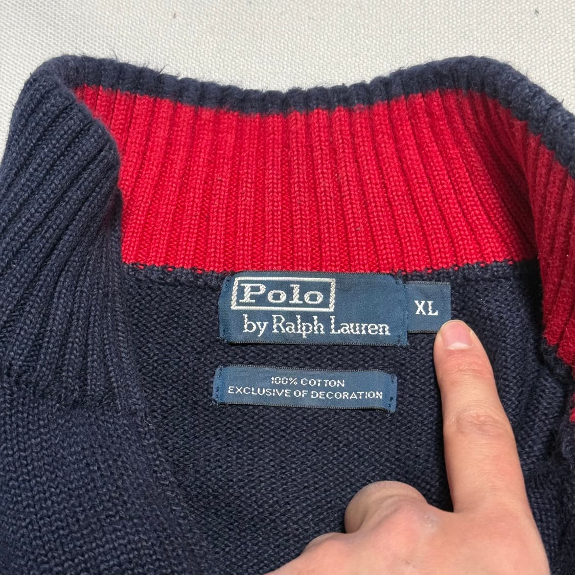 XL 폴로랄프로렌 네이비 반집업 니트 상품이미지4