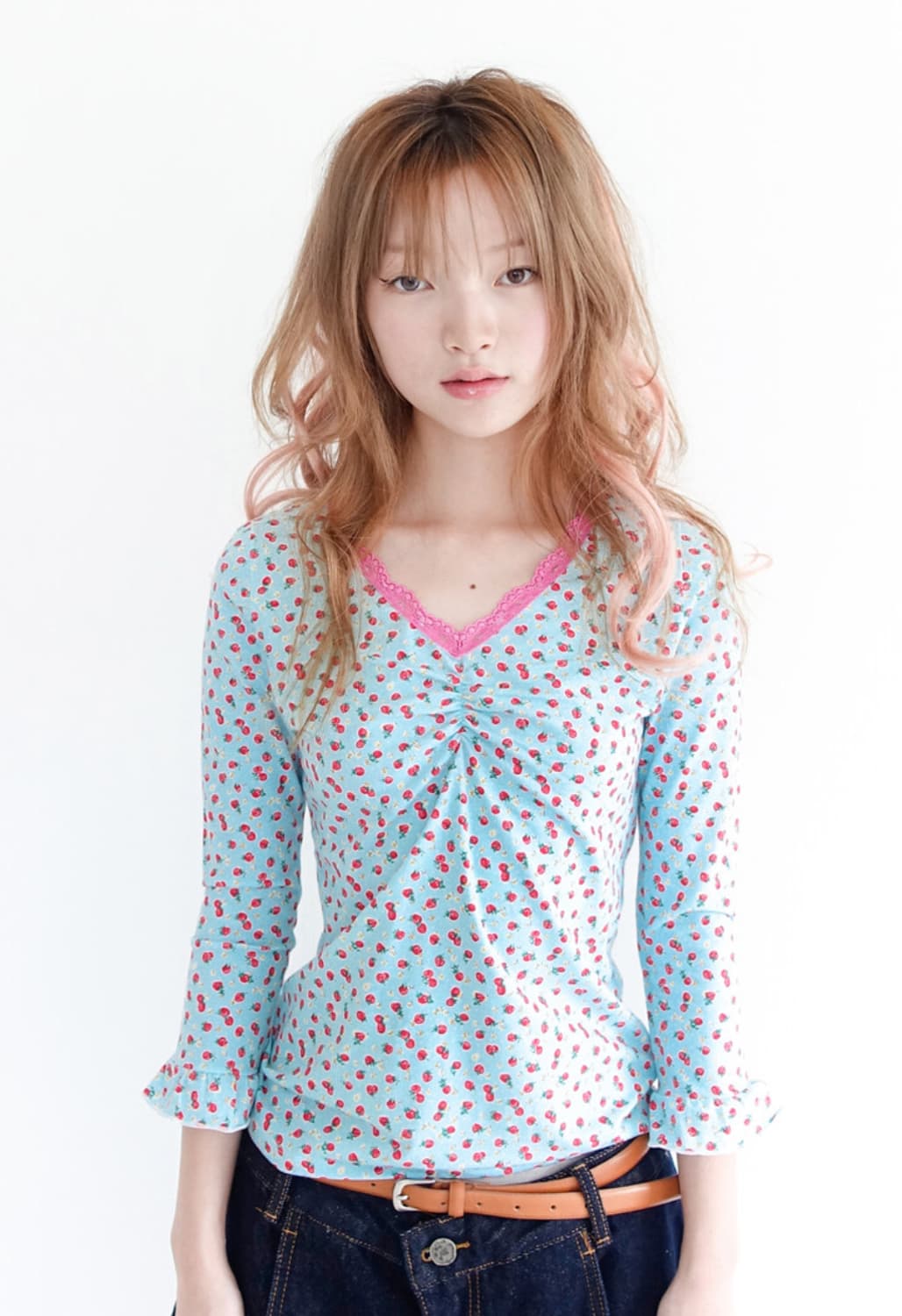 샵페어리 딸기티셔츠 little strawberry lace top (m 상품이미지1