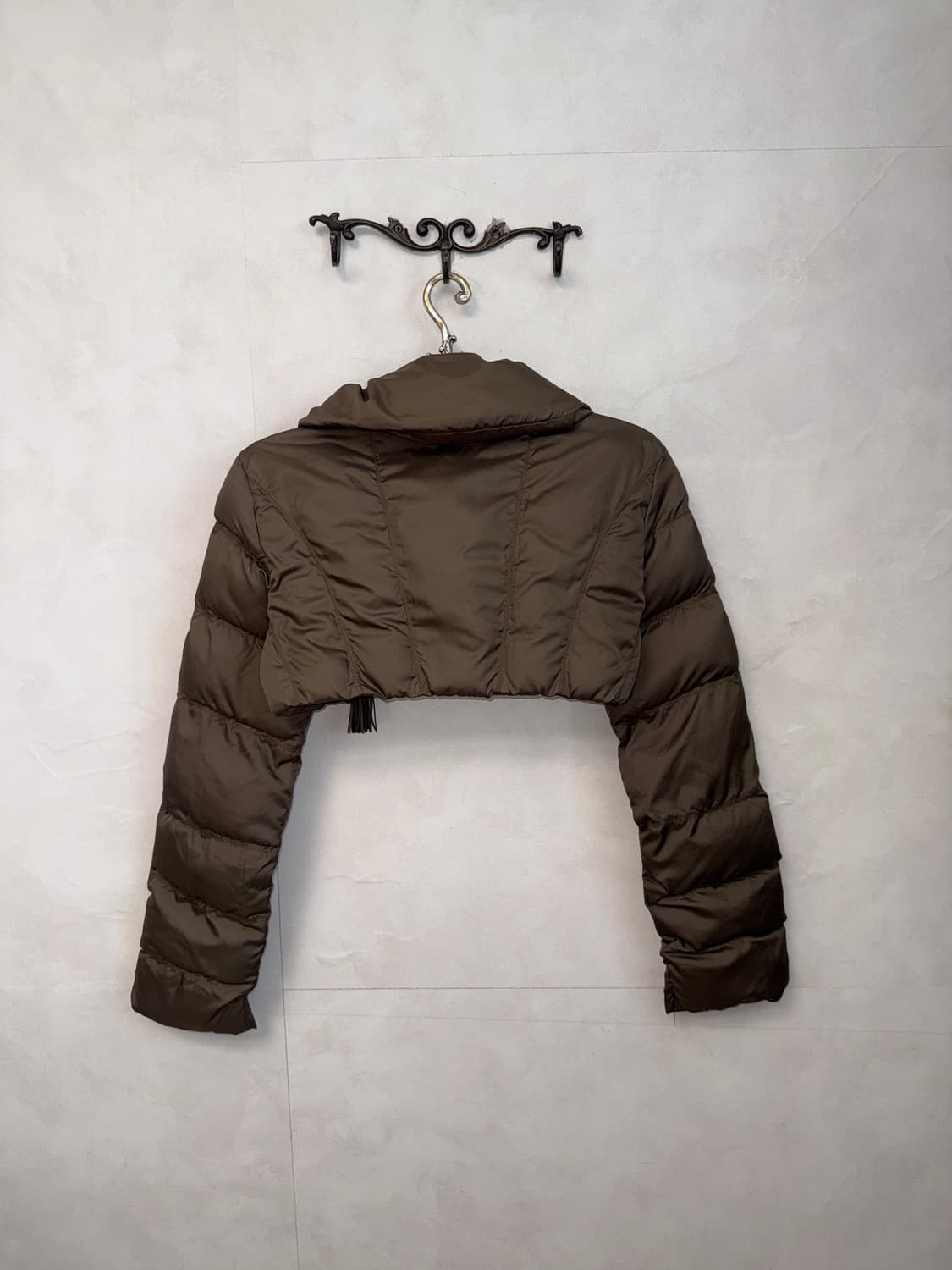 Brown wrap crop bolero down puffer  상품이미지4