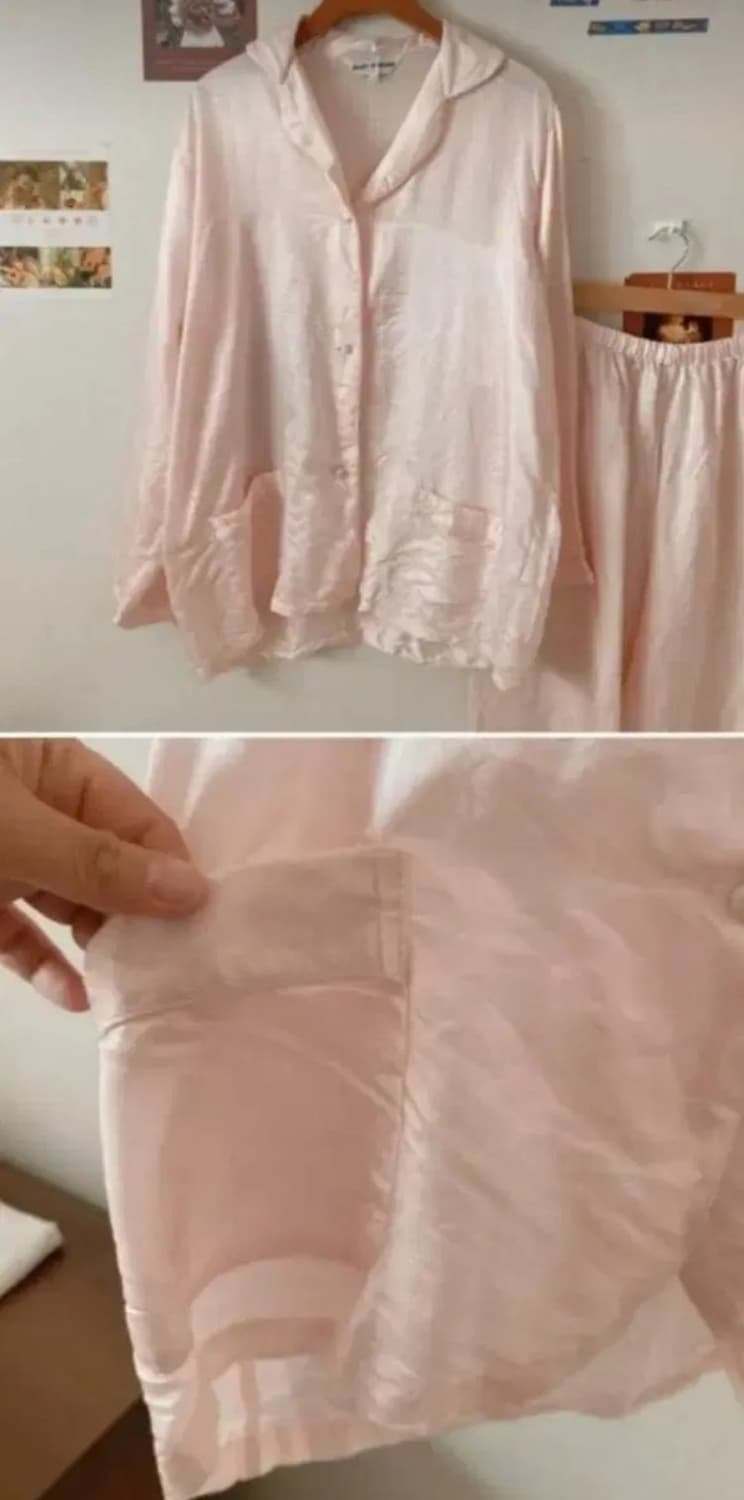 빈티지 핑크 실크 파자마 상하세트 L 상품이미지1