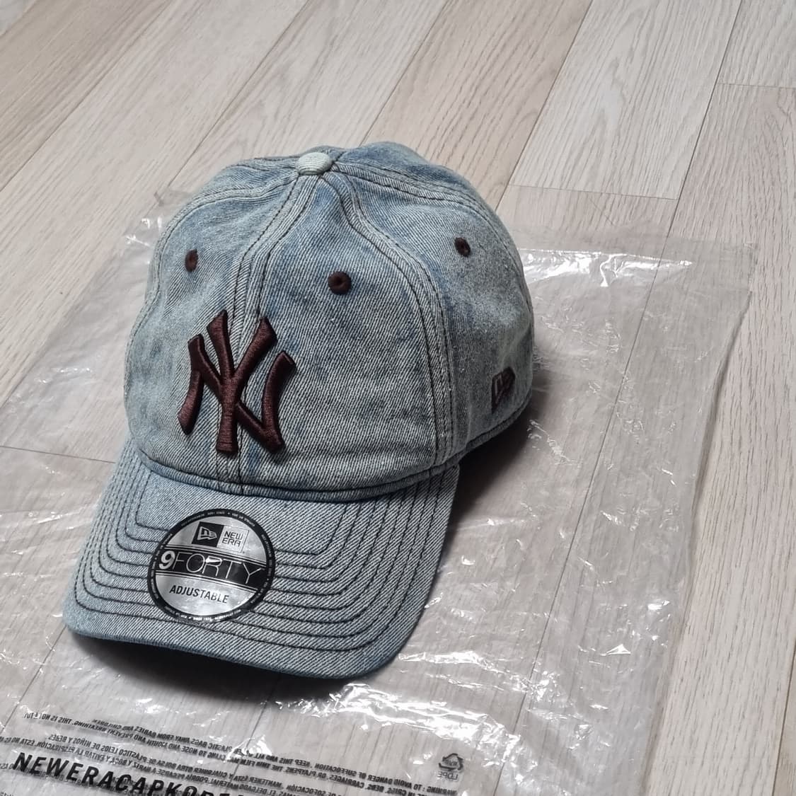 새제품) 뉴에라 뉴욕양키스 NY 데님 언스트럭쳐 볼캡 모자 연청 상품이미지6