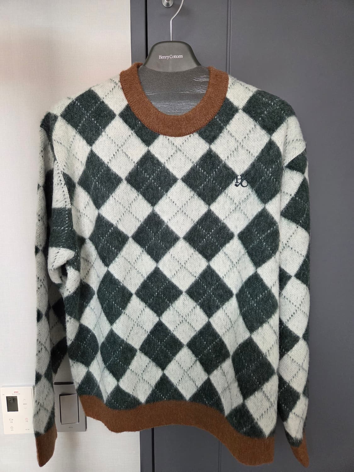 (새상품) 헨리코튼 BSC 아가일니트 다크그린 105사이즈 판매합니다. 상품이미지7