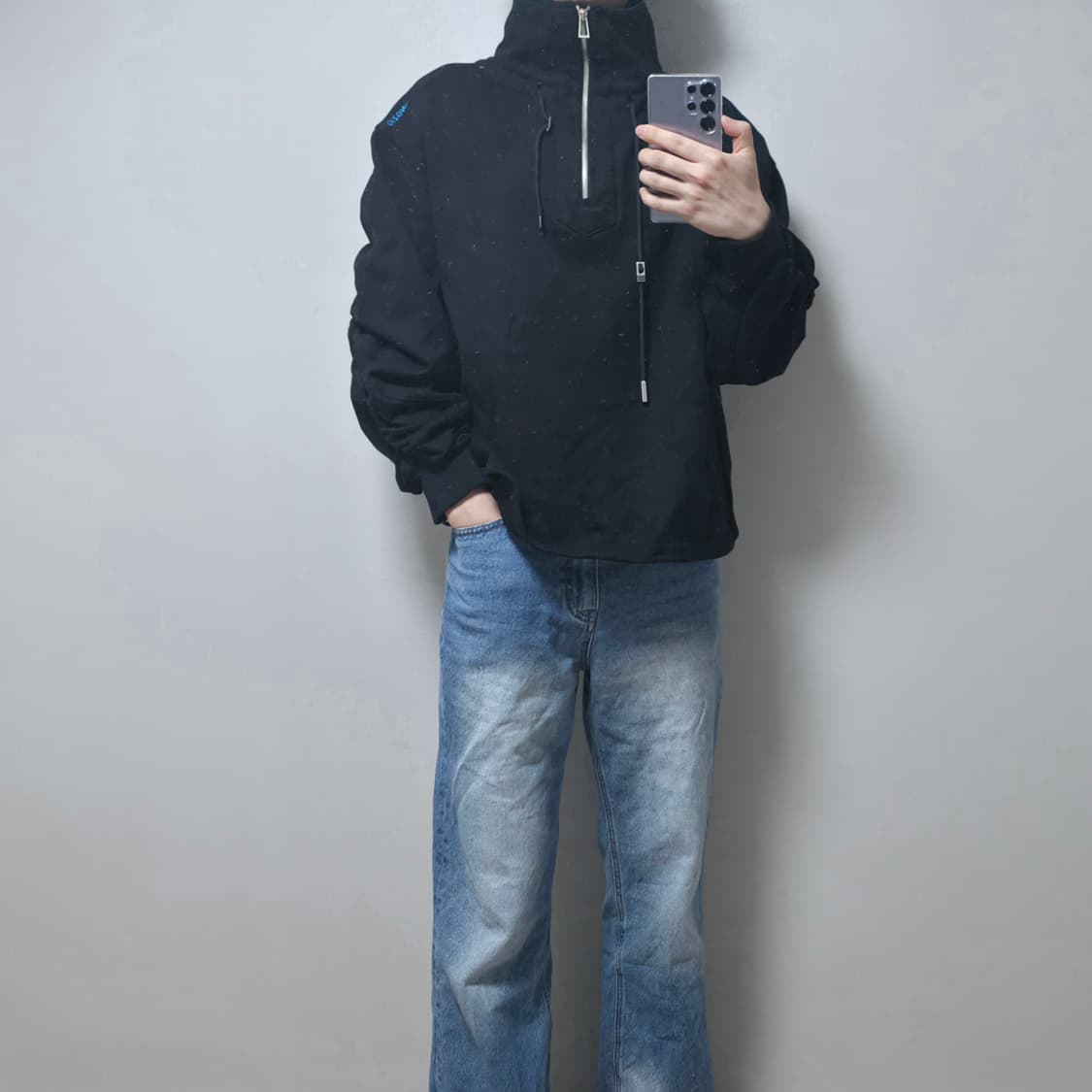 송지오 나르시스 코튼 하프집업 스웻셔츠 블랙 (M-L) 상품이미지8