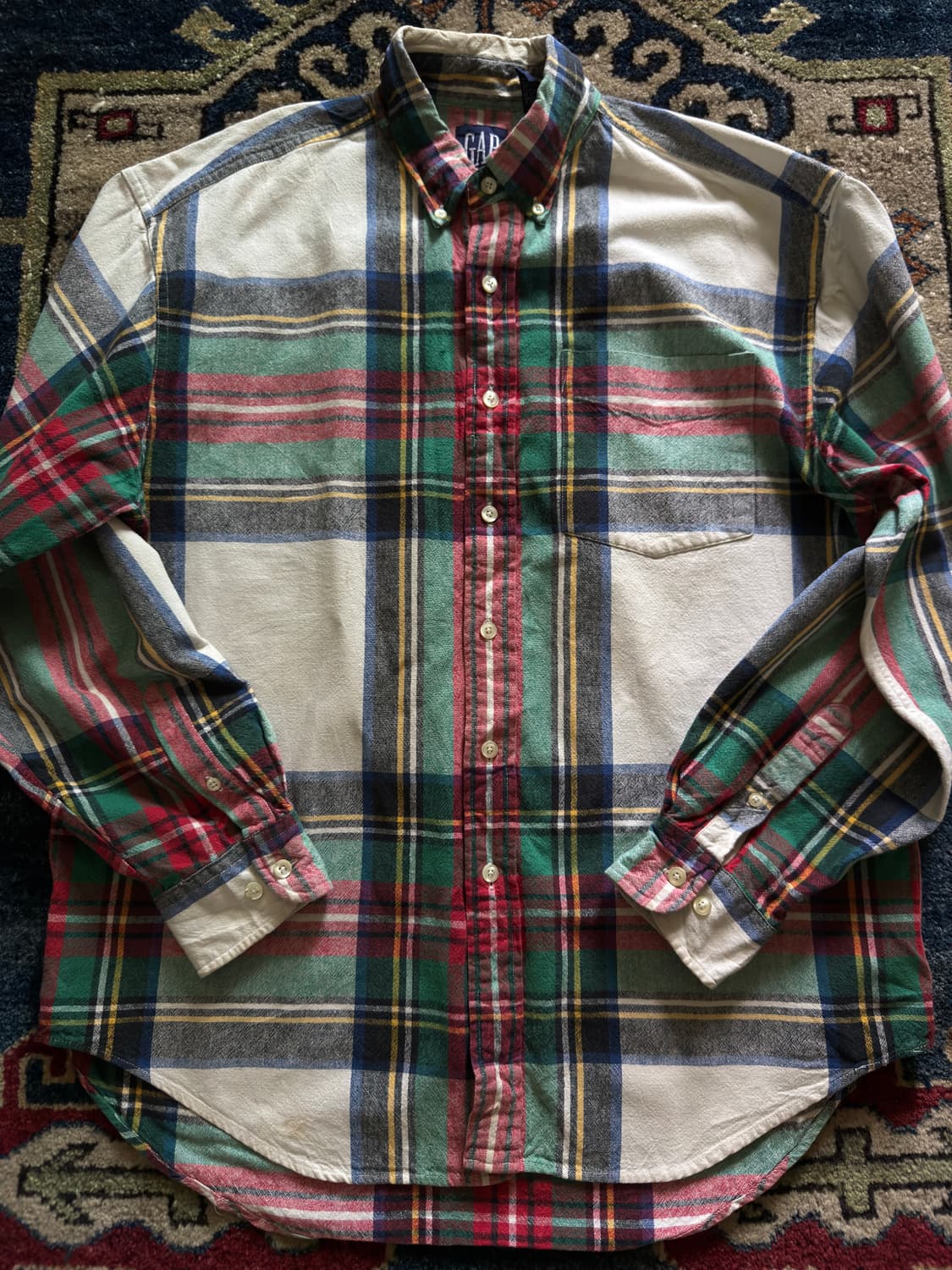 90s Gap mix check button down shirt 상품이미지3