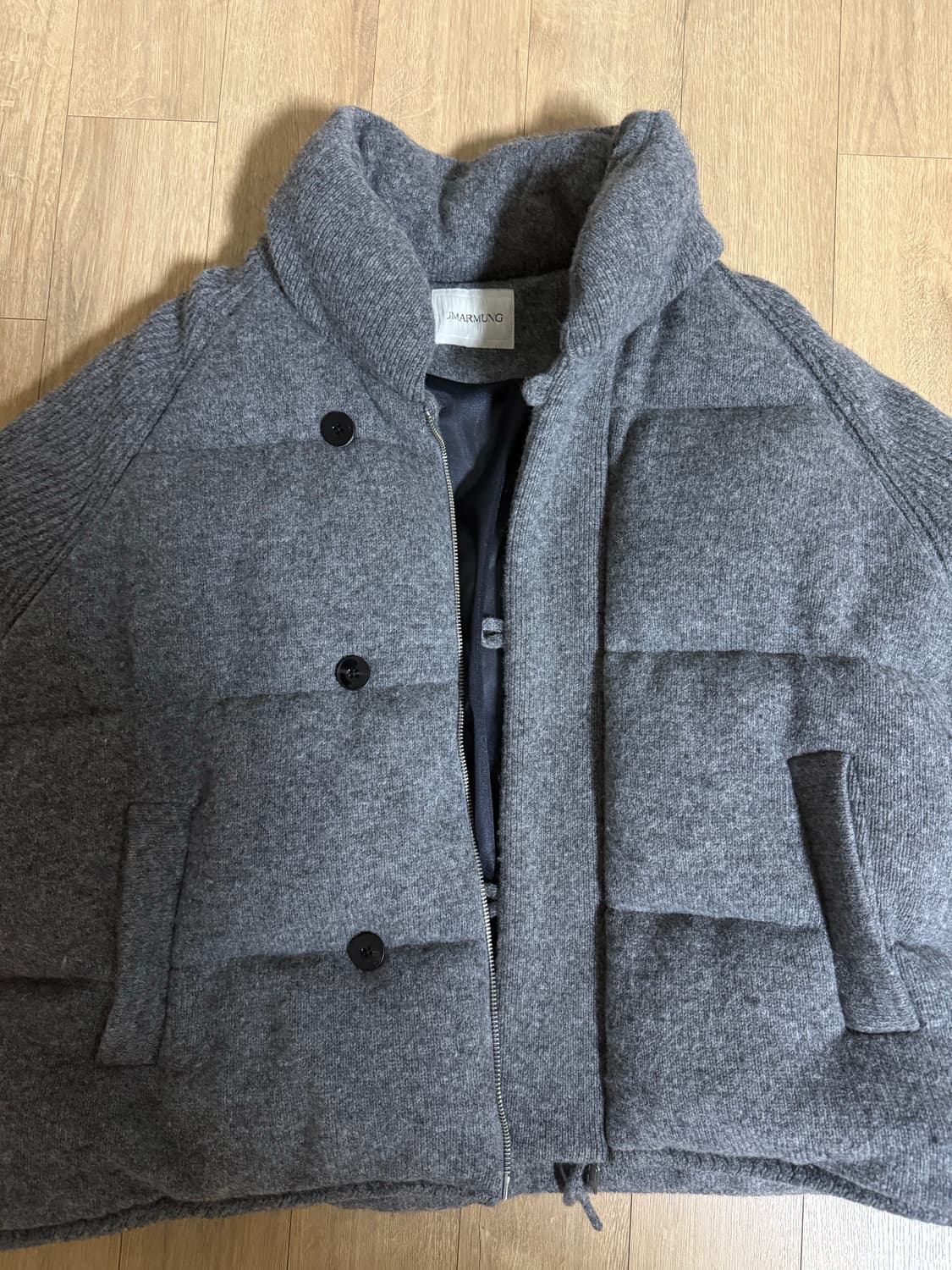 우마뭉 Pure shetland wool puffer jacket 그레이 상품이미지3