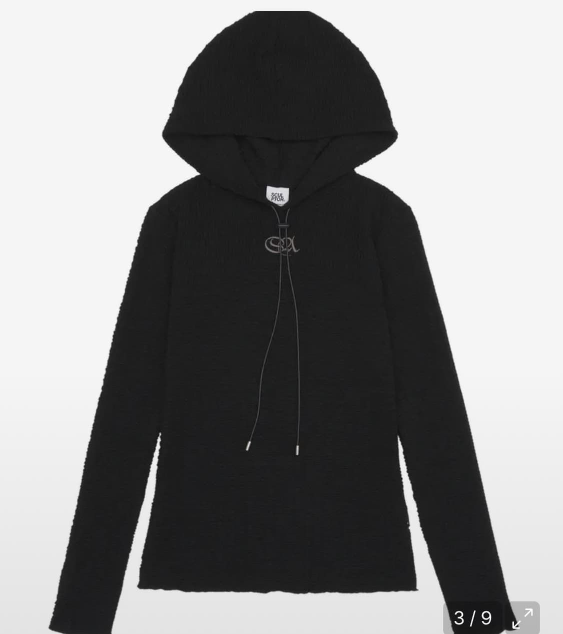 스컬프터 후드 E-string Crinkle Hoodie Black 상품이미지1