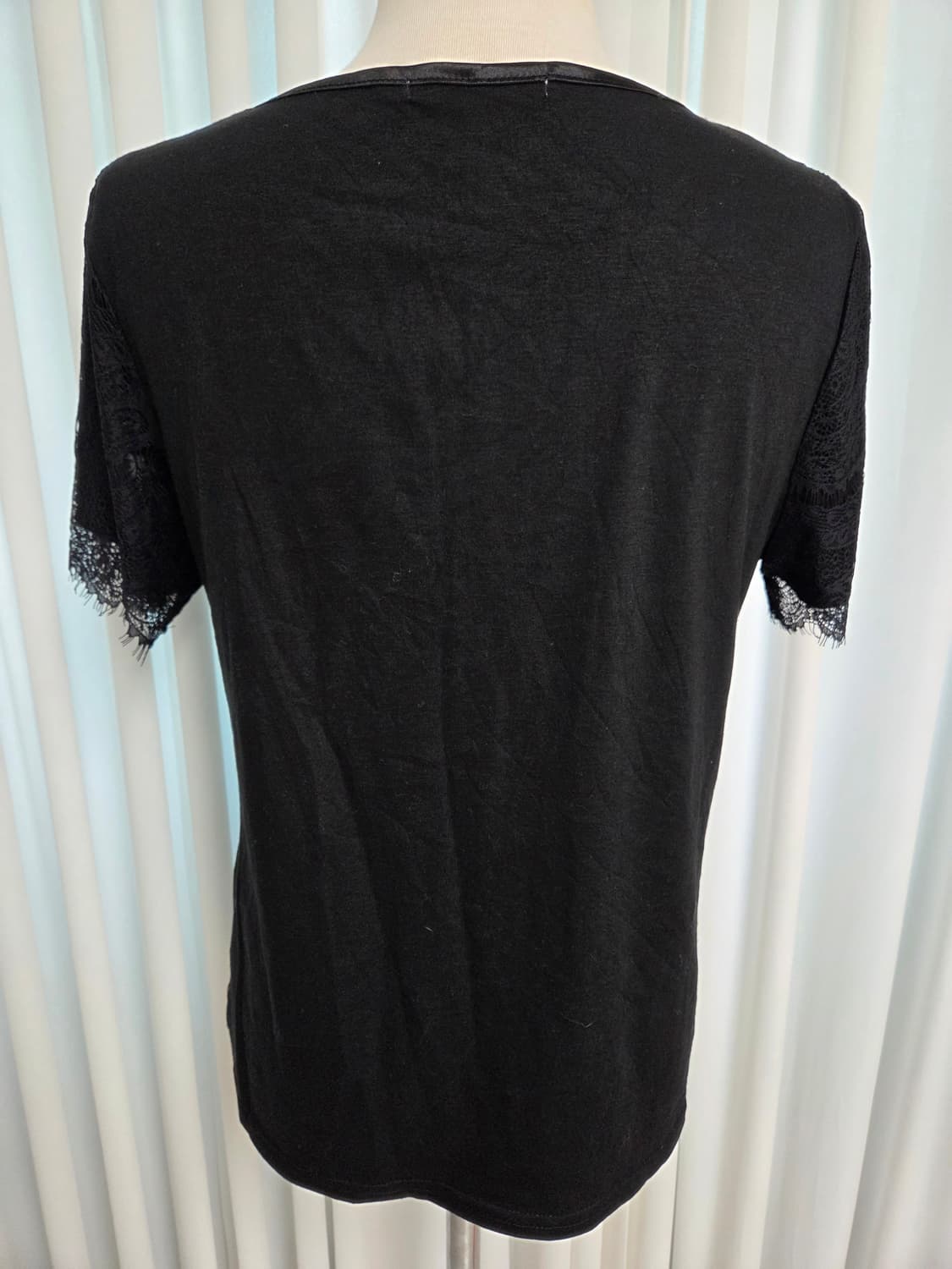 블랙 레이스 반팔 블라우스 상품이미지4