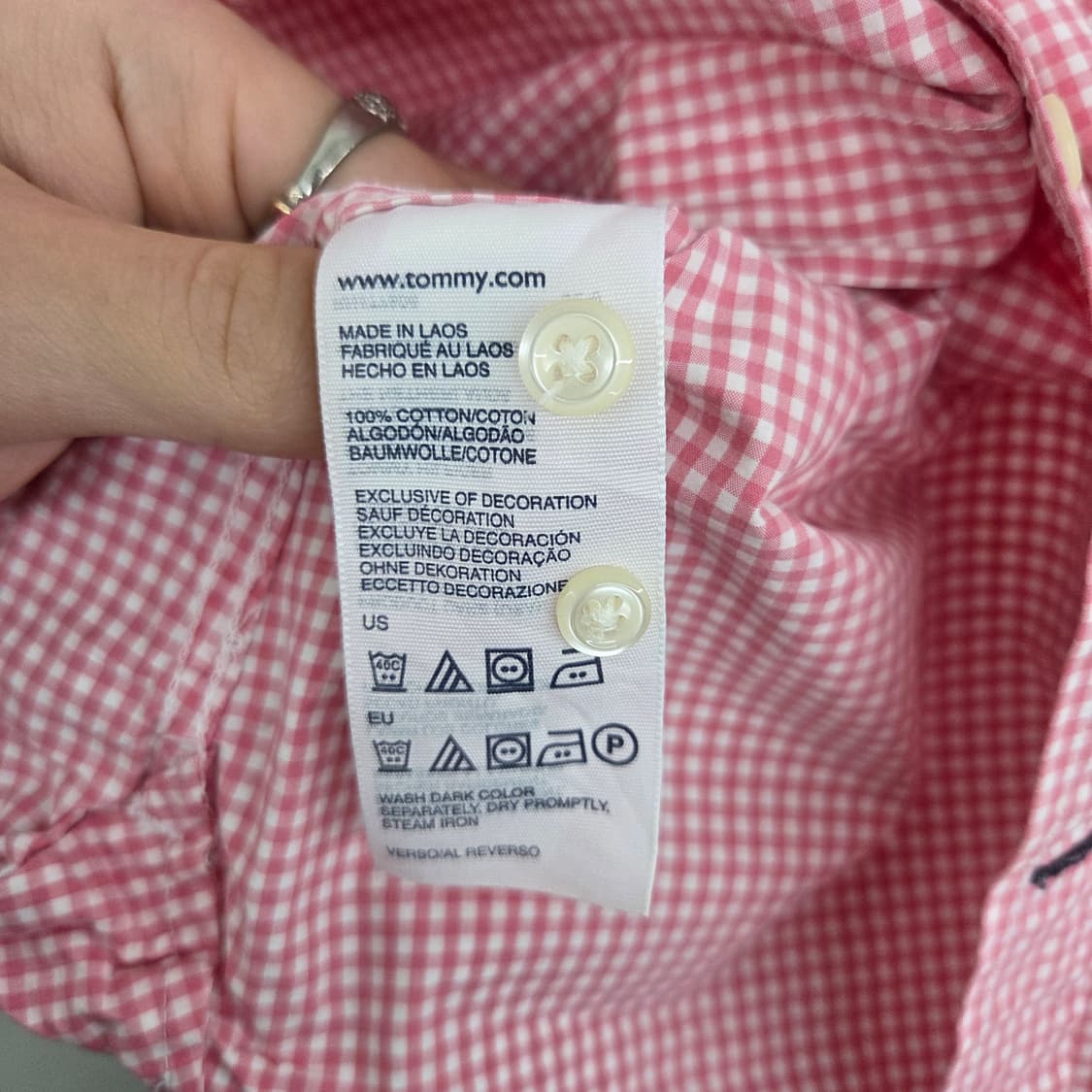타미힐피거 깅엄체크 셔츠 레드 남L 상품이미지4