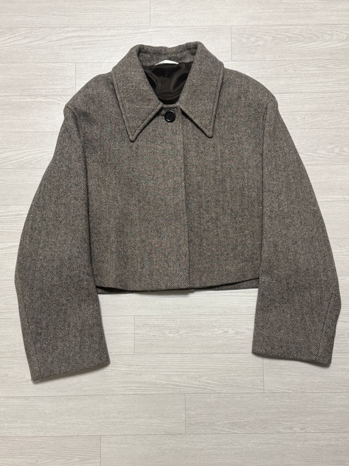 아모멘토 크롭 와이드 코트 브라운 상품이미지2