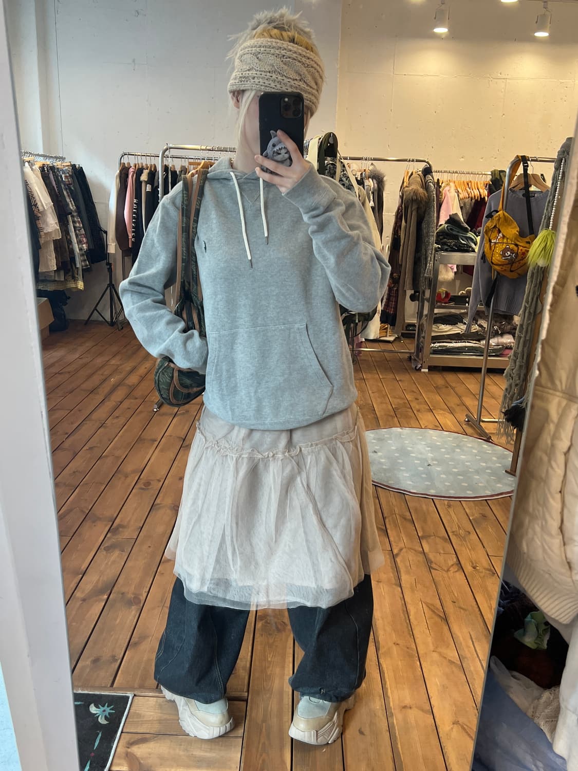 폴로 그레이 후드 니트 상품이미지5