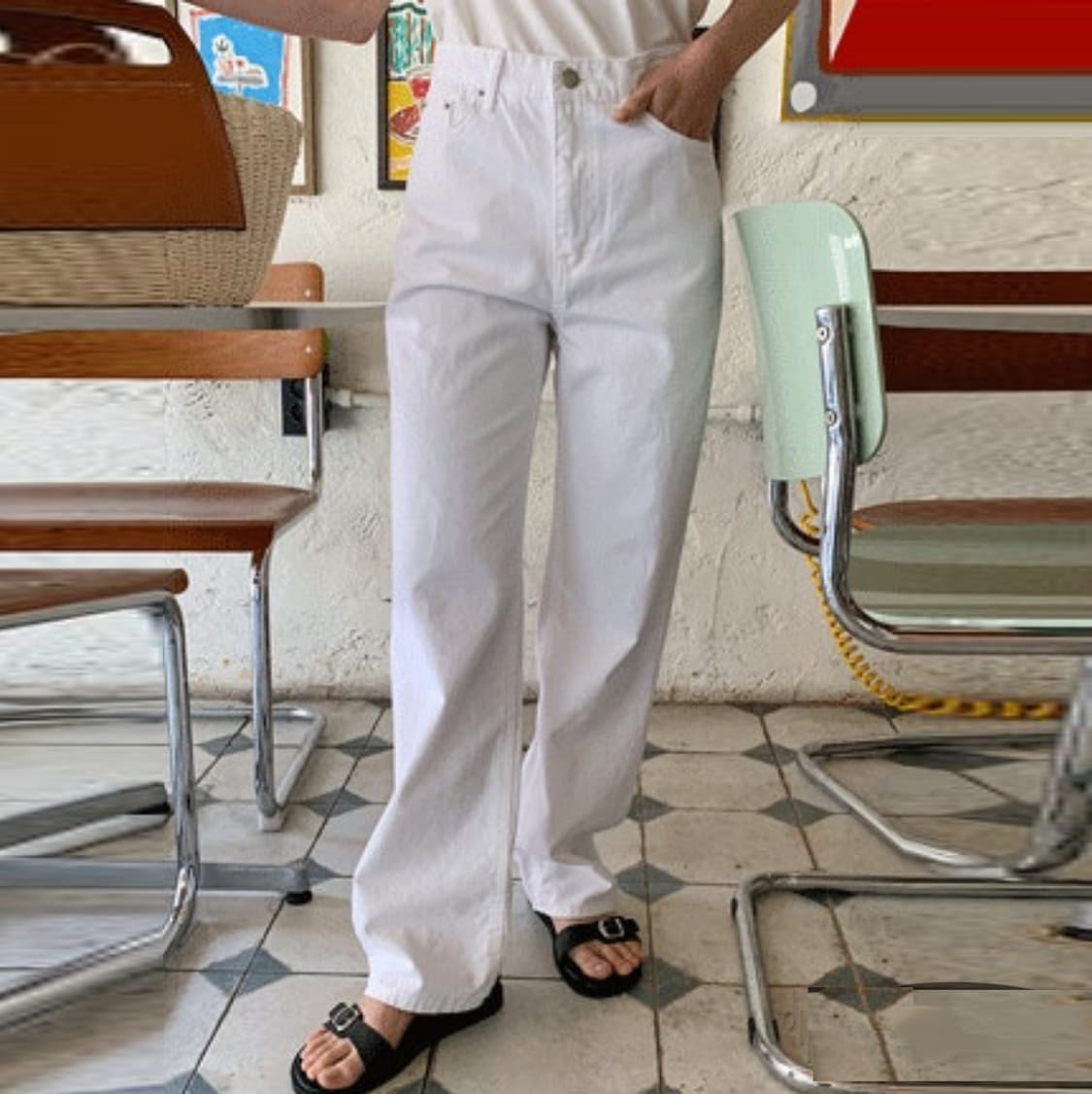 프롬비기닝(From Beginning) 스트라이프 화이트데님 66 새상품 상품이미지4