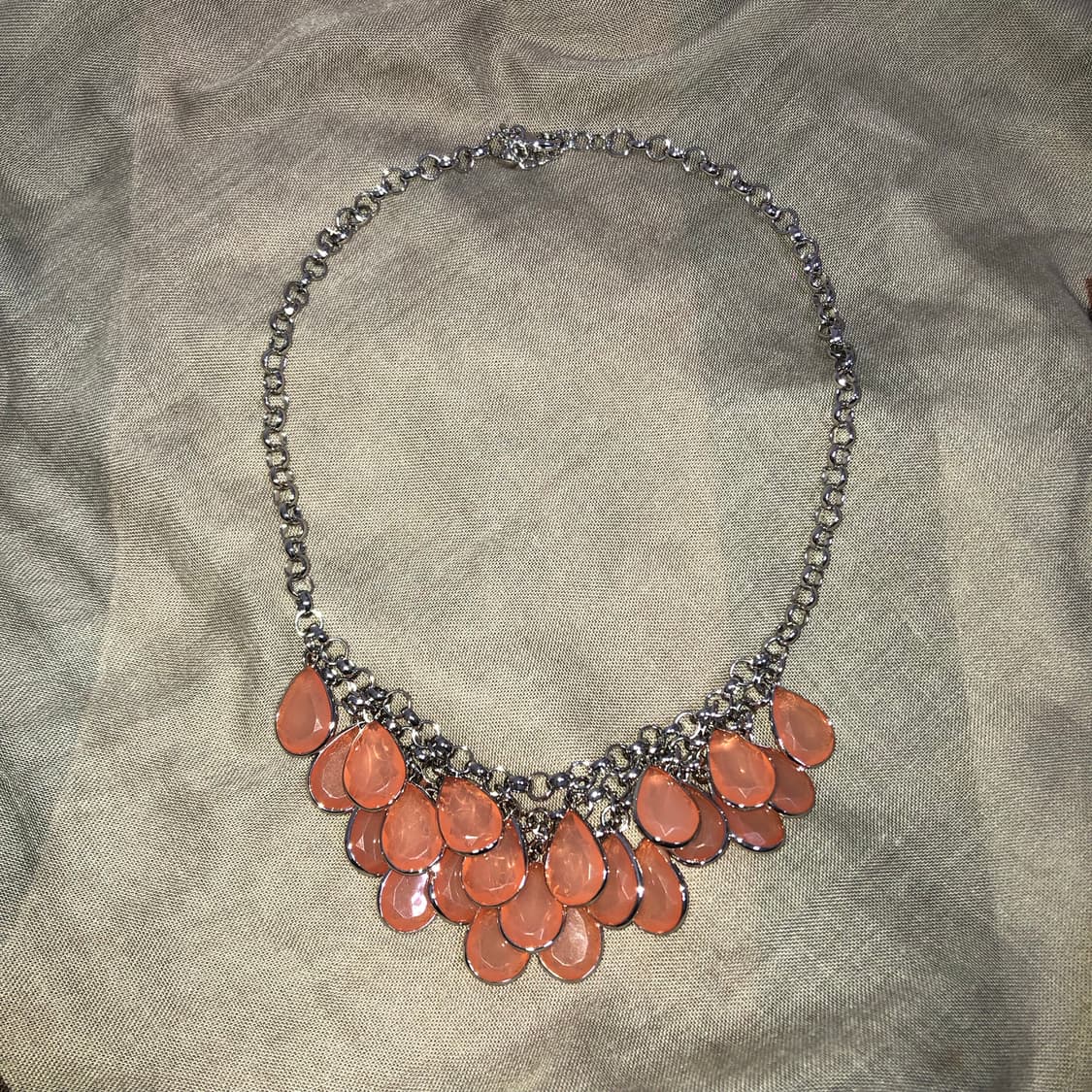 빈티지 살구 피치 물방울 목걸이 페어리 오리엔탈 하구미 상품이미지1