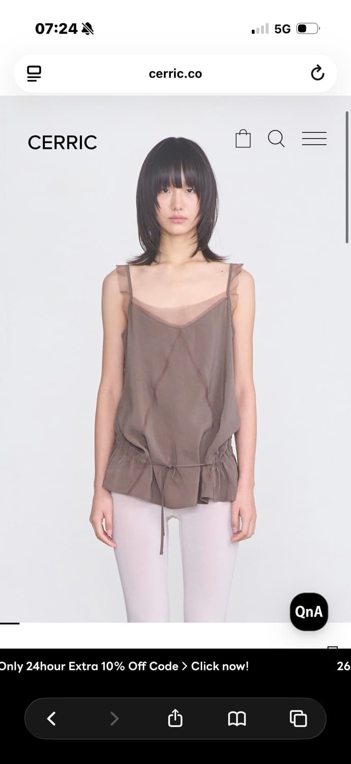 cerric Sheer Frill Sleeveless _ Brown 상품이미지1