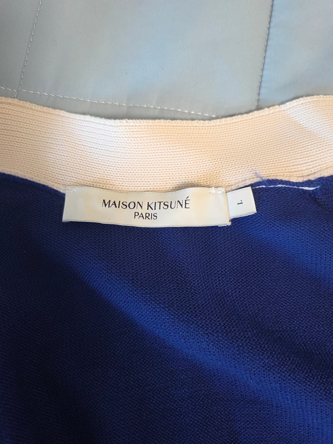 매종키츠네 남성 가디건 블루  L사이즈 BABY FOX PATCH BIC 상품이미지4