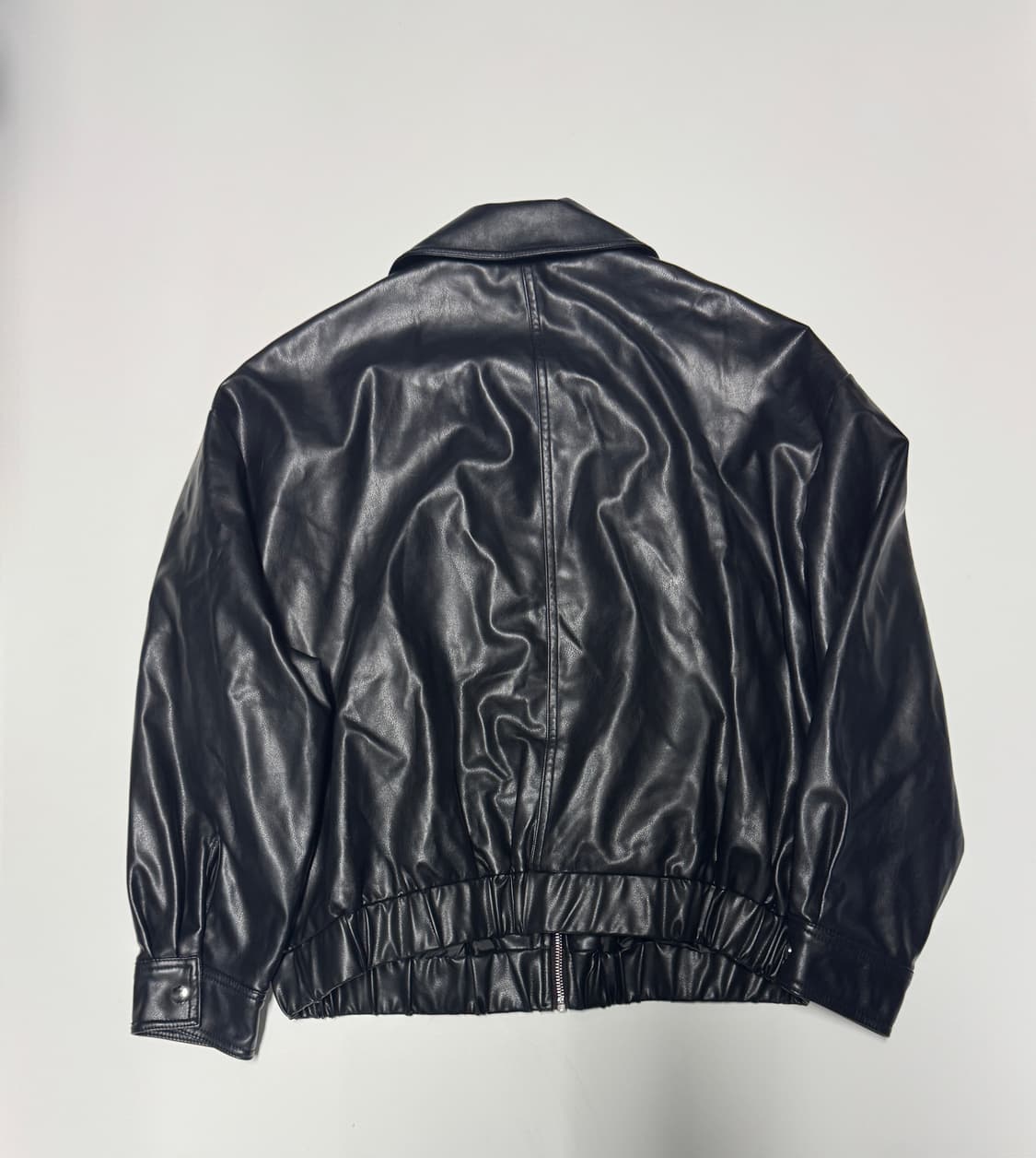 자라 ZARA 오버핏 페이크 레더 집업 카라 자켓 L 상품이미지2