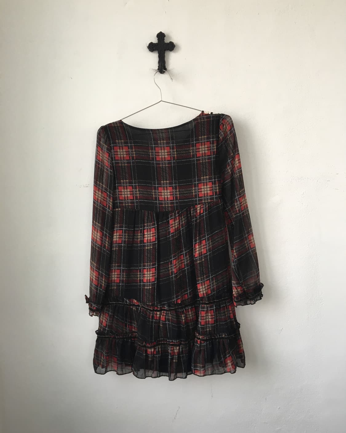 Crochet trimming check pattern onepiece 상품이미지4