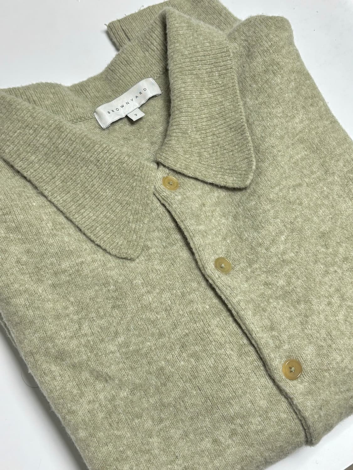 [2] 브라운야드 알파카 카라 가디건 라이트 올리브 상품이미지2