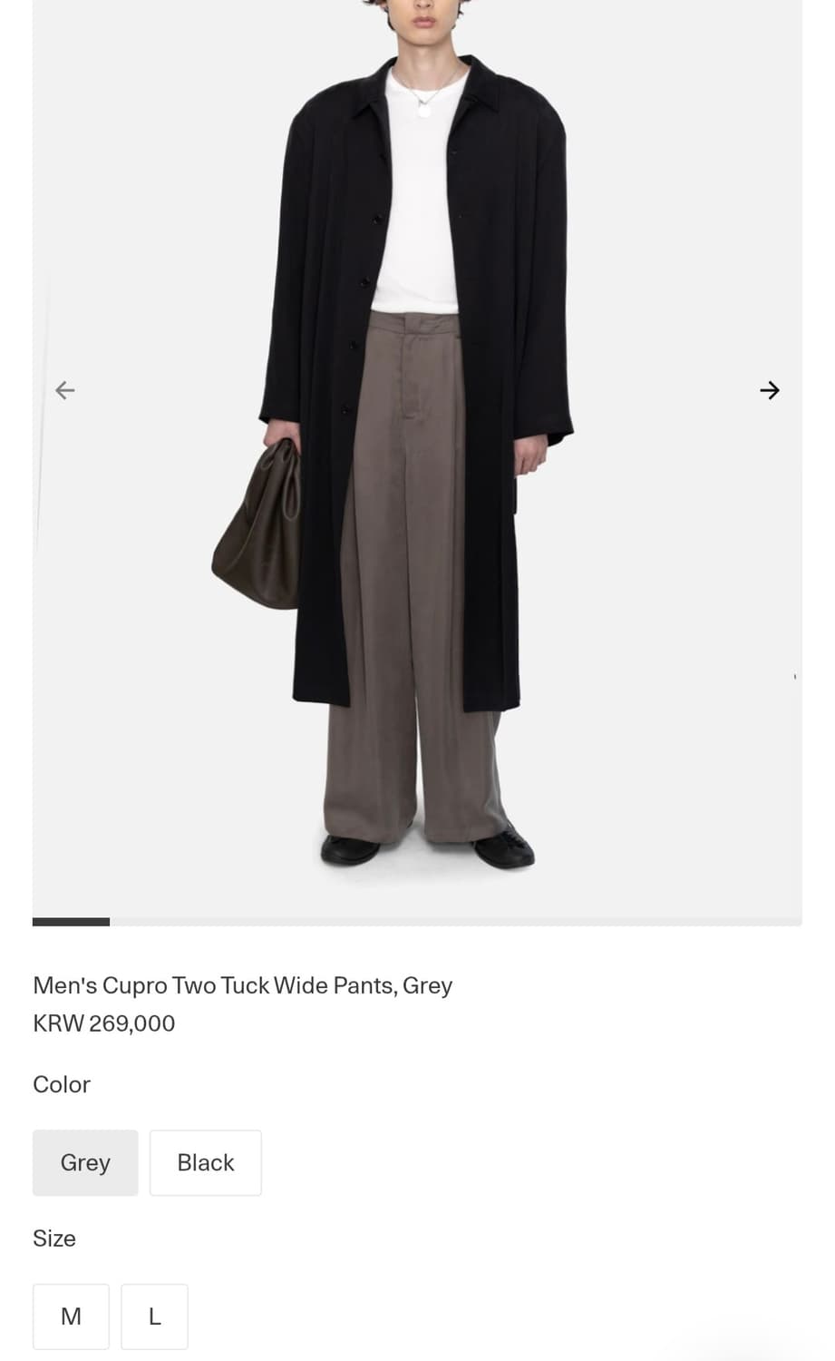 아모멘토 Men's Cupro Two TuckWide Pants, Gre 상품이미지1