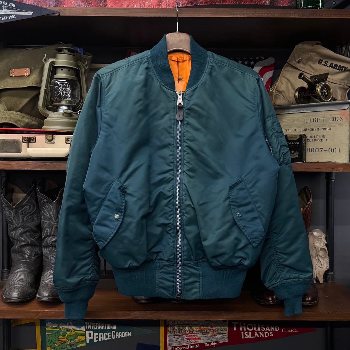 90s 알파 인더스트리 에메랄드 청록 밀리터리 봄버 MA1 자켓 N244 상품이미지1