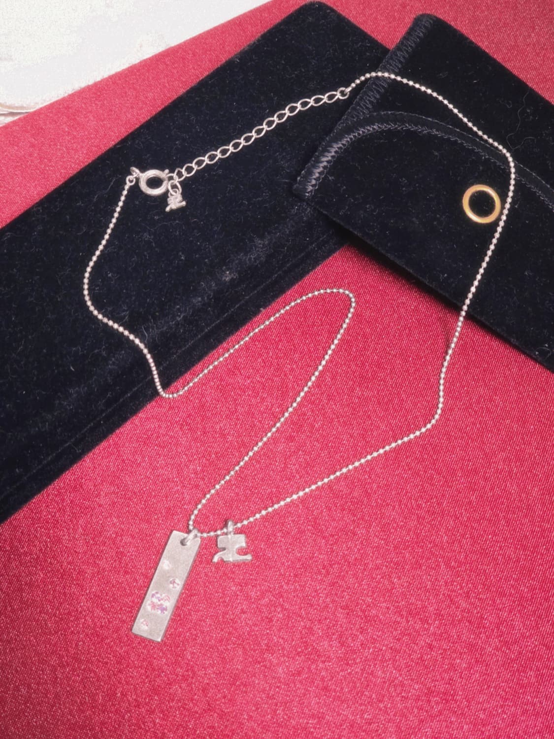 실버 쿠레쥬 목걸이 핑크큐빅 상품이미지1