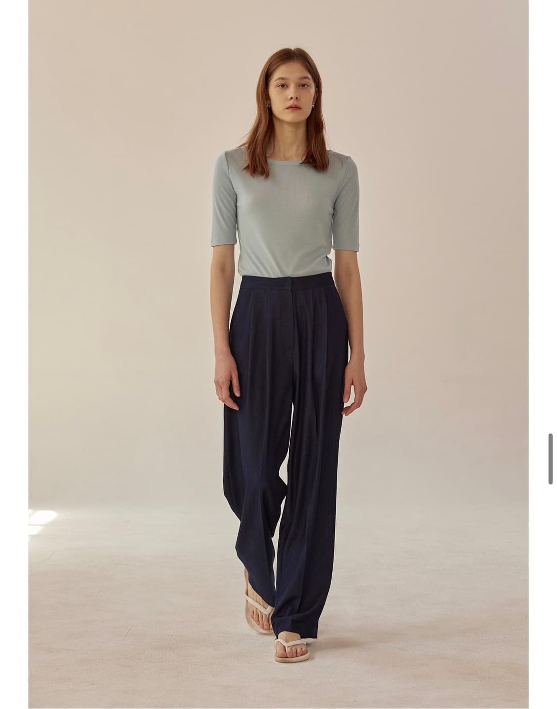 (2가지일괄)망고매니플리즈 카운티 와이드 슬랙스 롱m , 스카이블루 셔츠 상품이미지5