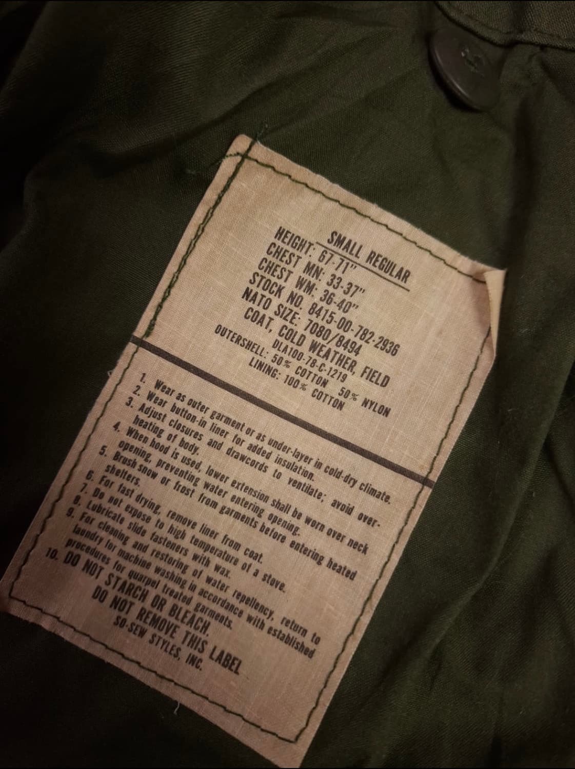 오리지날 미군 78's 지급용 3세대 M-65 필드야상 상품이미지2