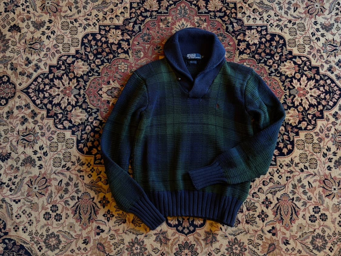폴로 랄프로렌 블랙와치 숄칼라 니트 100 상품이미지10