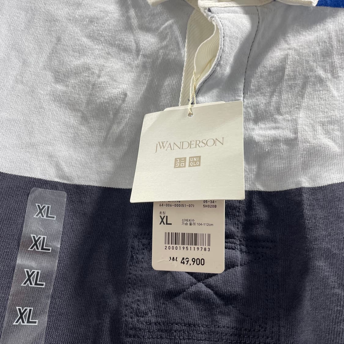 유니클로 x JWA/ 오버사이즈 러거 스트라이프 폴로 셔츠/ XL 상품이미지7