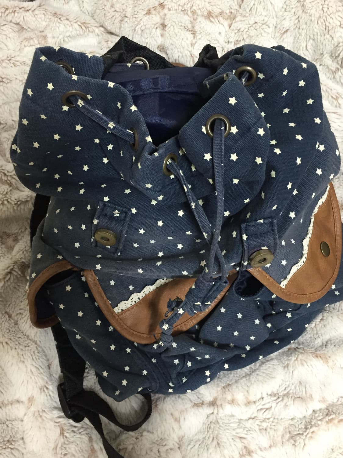 빈티지 모리걸 쓰리포켓 레이스 백팩 도트  상품이미지3