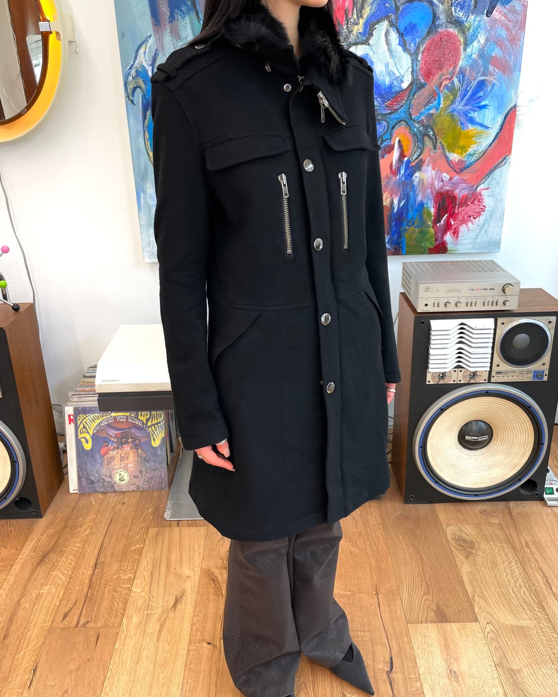 [M] 캐서린햄넷 퍼 트리밍 코트 상품이미지2