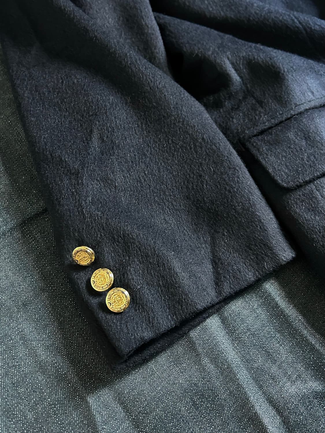 빈티지 100% 캐시미어 더블 브레스티드 네이비 금장 블레이저 상품이미지7