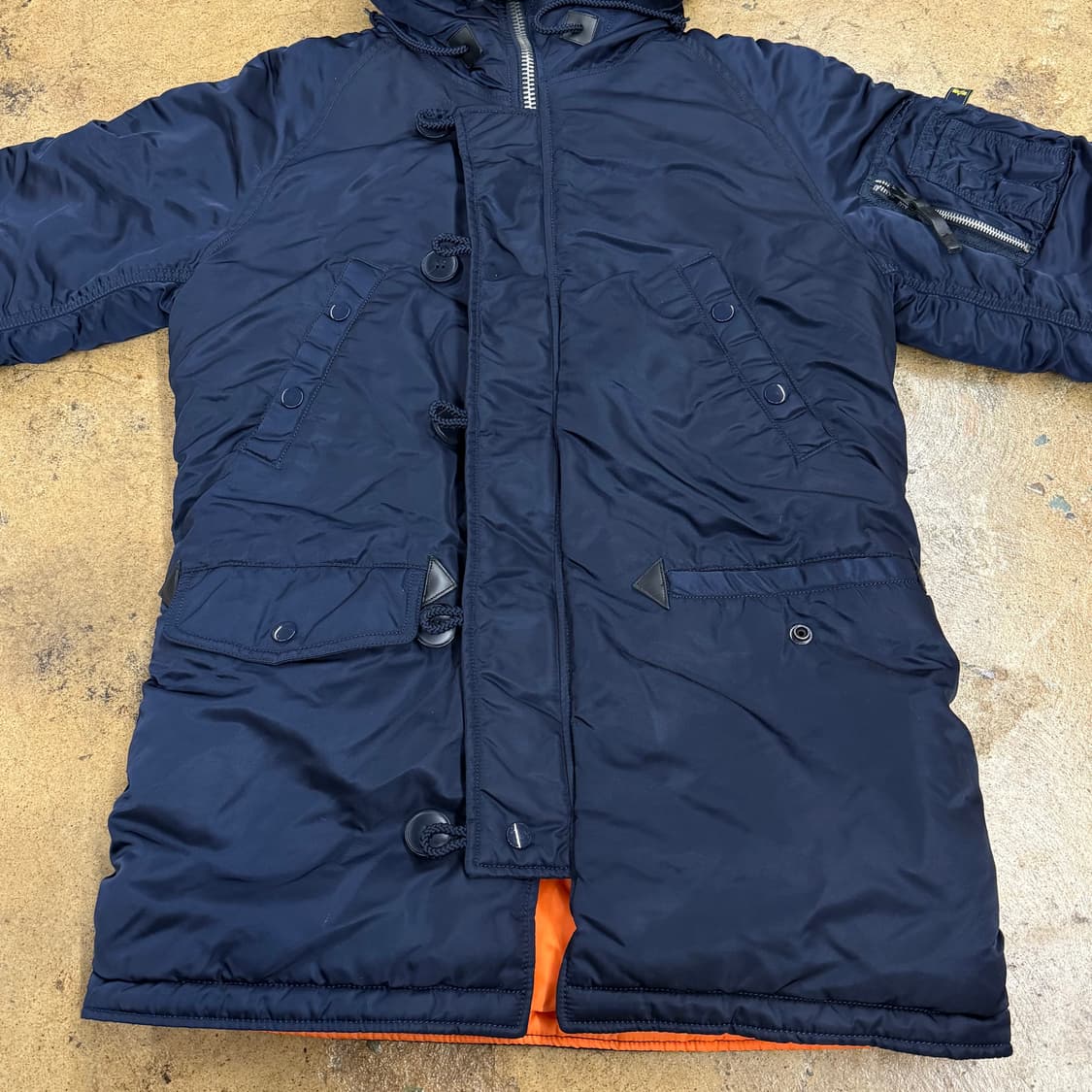 [정품/XS] 알파인더스트리 후드 패딩 네이비 b19 상품이미지3