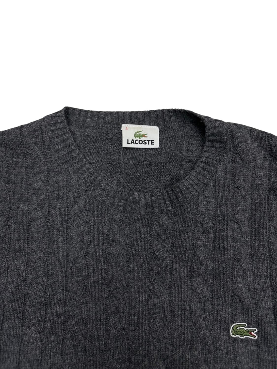 라코스테 울100% 꽈배기 니트 차콜 (3,M) 상품이미지3