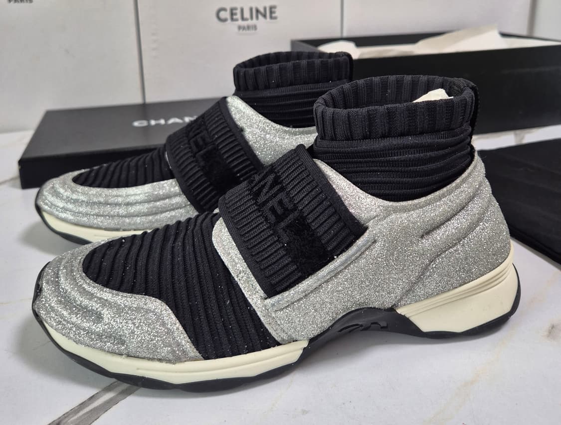 (정품) 샤넬 삭스 미드컷 글리터 스니커즈 35 상품이미지8