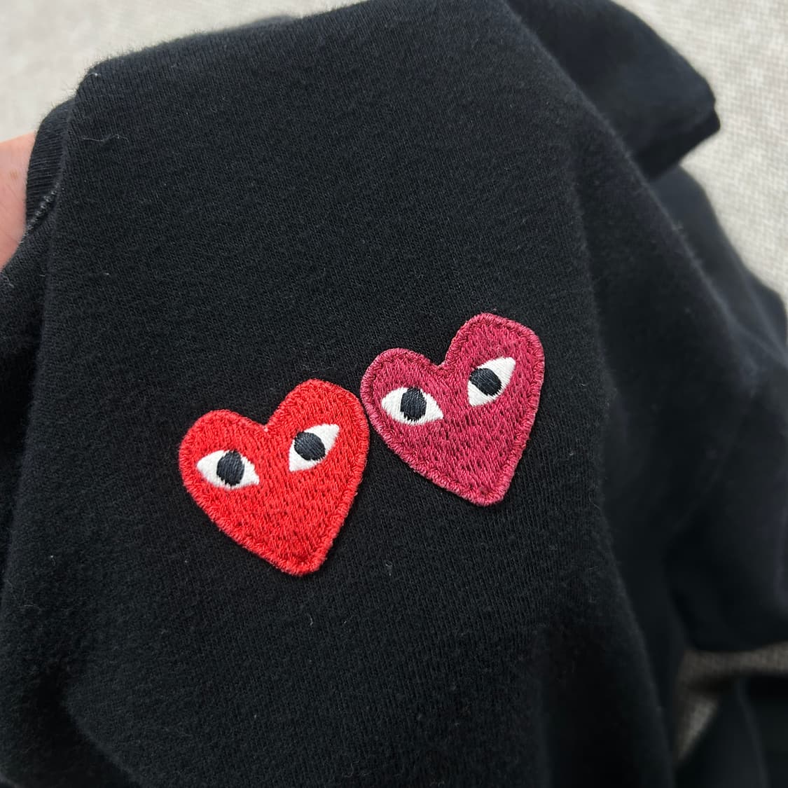 꼼데가르송 더블하트 블랙 반팔(L) 상품이미지4